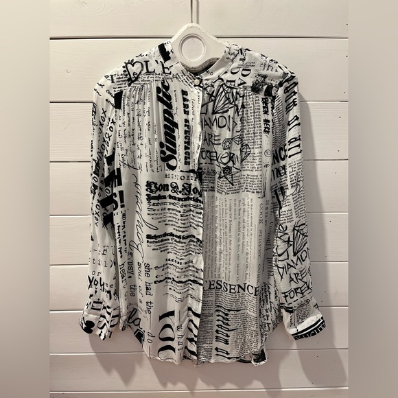 🖤 MARC AUREL – Black & White Graphic Print Blouse – Size 42 - Picture 6 of 11